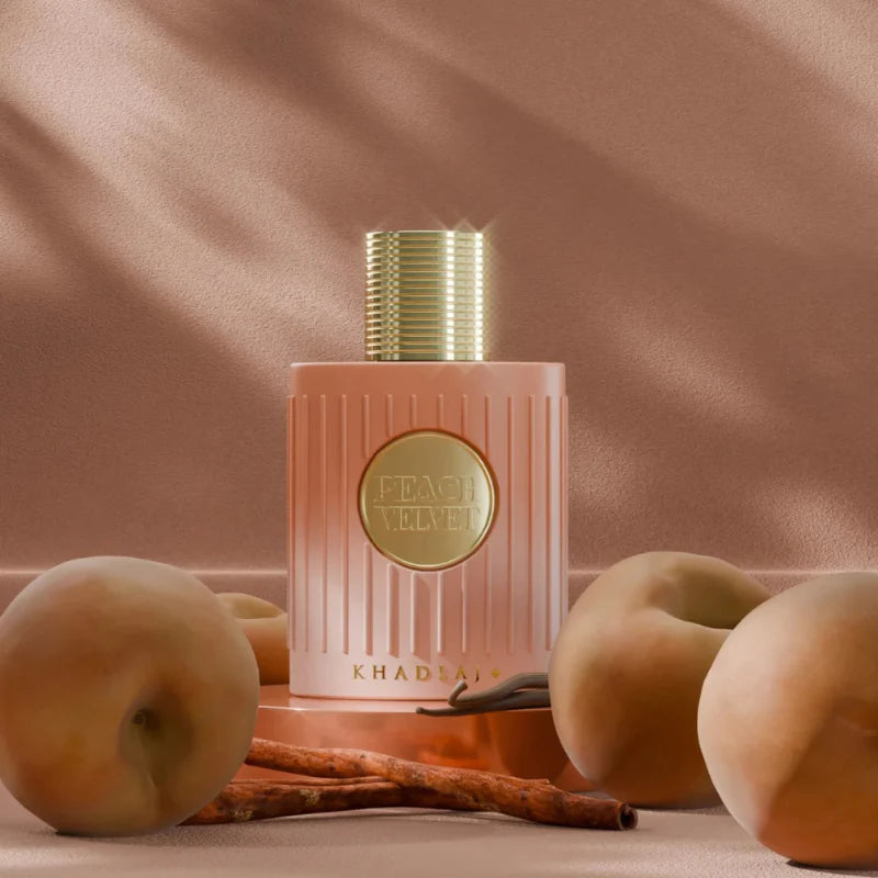 PEACH VELVET KHADLAJ EXTRAIT 100ML-Guava, Pesca e Nettarina;Vaniglia, Zenzero, Cannella e Ambra;Caramello, Muschio e Sandalo.