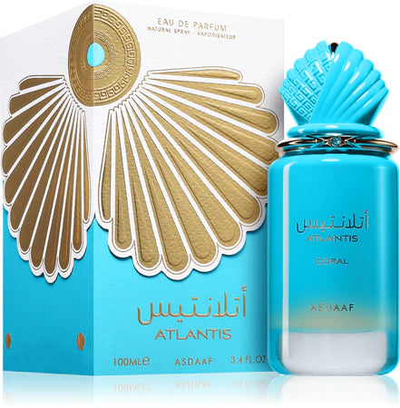 ATLANTIS ASDAAF LATTAFA EDP 100ML- Cytryna i Bergamotka; Niebieski hiacynt i Sól morska; Piżmo i Drewno cedrowe.