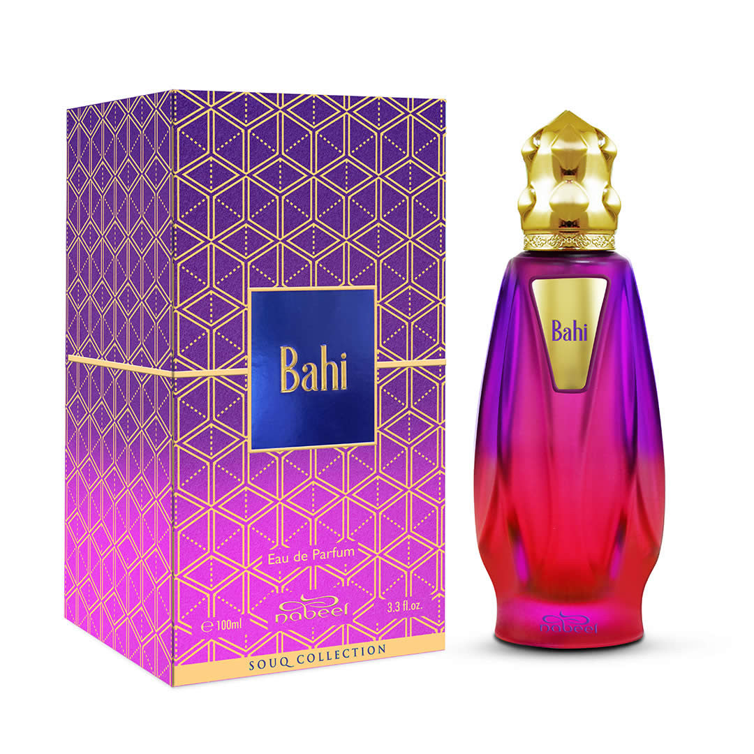 PROFUMO ARABO BAHI NABEEL EDP 100ML-Fiore d'Arancio, Bergamotto, Caramello e Cardamomo; le note di cuore sono Gelsomino, Vaniglia, Ambra e Fava Tonka; le note di base sono Dolciumi, Ambra Grigia, Legno di Guaiaco e Pralina.