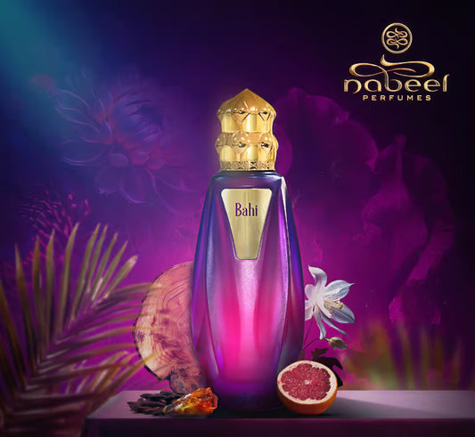 PROFUMO ARABO BAHI NABEEL EDP 100ML-Fiore d'Arancio, Bergamotto, Caramello e Cardamomo; le note di cuore sono Gelsomino, Vaniglia, Ambra e Fava Tonka; le note di base sono Dolciumi, Ambra Grigia, Legno di Guaiaco e Pralina.