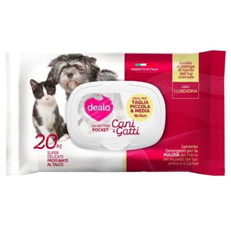 Dealo Toallitas de Bolsillo para Perros y Gatos - 3 Paquetes de 20 Unidades