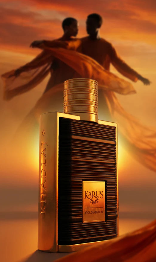 KARUS GOLD ABSOLU KHADLAJ 100ML-gemello di bal d'afrique-Limone Candito, Ribes Nero e Bergamotto;Magnolia, Pralina e Violetta;Vetiver e Muschio.