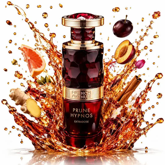 FRENCH AVENUE PRUNE HYPNOS EXRADOSE 100ML-Pompelmo, Cardamomo e Zenzero; Osmanto, Cannella, Magnolia, Zafferano, Gelsomino, Arancia, Prugna e Datteri;Sandalo, Cemento, Vaniglia, Cuoio, Ambra, Iris e Muschio.