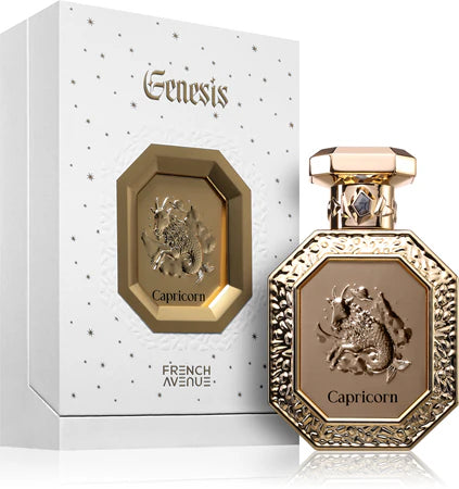 GENENIS CAPRICORN FRENCH AVENUE-Incenso e Fumo; le note di cuore sono Labdano e Abete balsamico (Abies balsamea); le note di base sono Benzoino, Ambra, Legno di Guaiaco e Vaniglia.