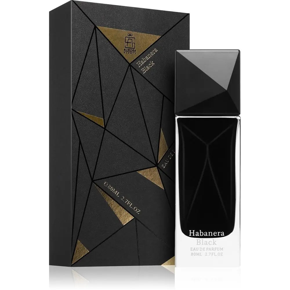 HABANERA BLACK AURORA SCENTS 80ML-Pompelmo, Zenzero, Ribes Nero, Mandarino e Bergamotto;Legno di Cedro, Gelsomino, Iris e Rosa;Muschio, Fava Tonka, Vetiver, Sandalo e Ambra