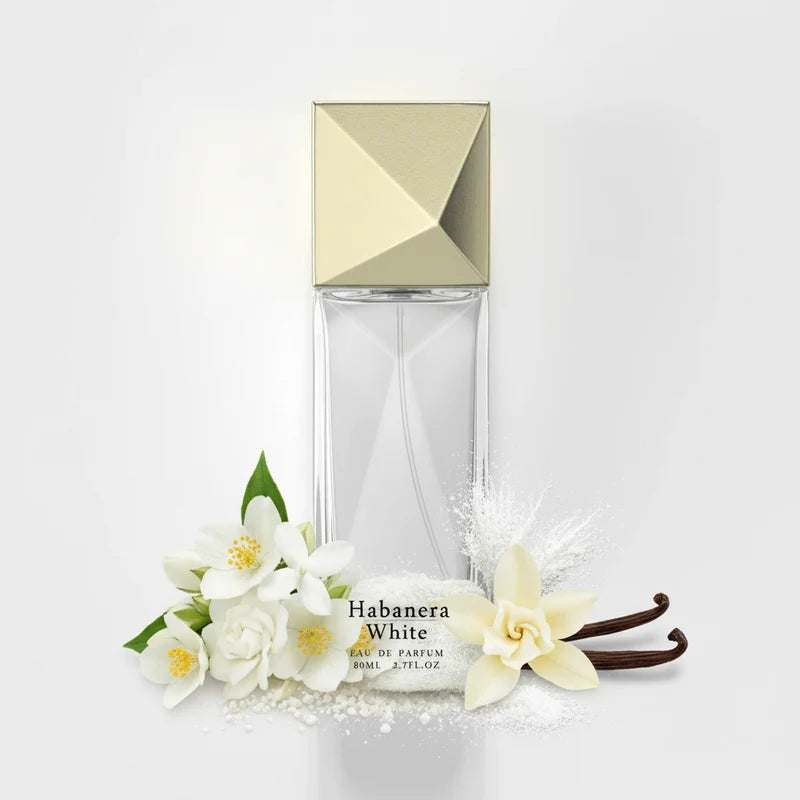 HABANERA WHITE AURORA SCENTS 80ML-Arancia, Bergamotto e Pepe Rosa;Ylang Ylang, Tuberosa, Mughetto e Gelsomino;Vaniglia, Benzoino, Cashmeran e Sandalo.