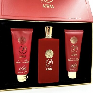 GIFT SET NUSUK AJWAA 3 PEZZI- Pera, Ribes Nero, Rabarbaro,Rosa, Fiore d'Arancio, Tuberosa,Sandalo, Note Legnose, Nocciola