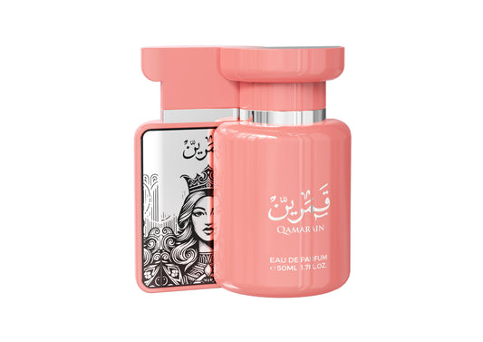 QAMARAIN DLA NIEJ AMARAN EDP 100ML-Kwiat Pomarańczy, Mango i Rumianek; Ylang Ylang, Kokos i Figa; Ambra, Sandalowiec, Wanilia, Irys i Benzoes.