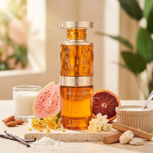 FRENCH AVENUE PAPA YEAH EXTRADOSE 100ML-Arancia Rossa, Guava e Latte di Mandorla; Osmanto, Gelsomino e Zucchero;Vaniglia, Crema di Latte, Sandalo e Muschio.