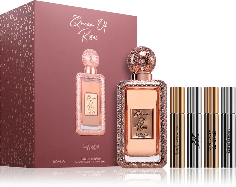 QUEEN OF ROSES LATTAFA 100ML-Rosa e Pepe Rosa; Patchouli e Zafferano;Ambra, Muschio e Vaniglia.