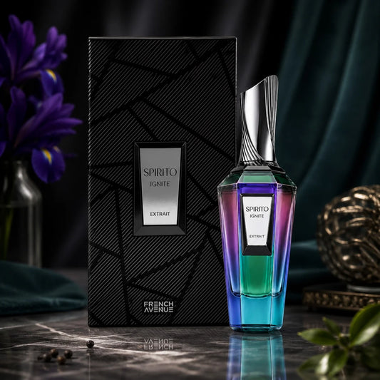 FRENCH AVENUE SPIRITO IGNITE 100ML- Iris, Popcorn e Pepe Rosa;Cuoio, Violetta e Magnolia;Vetiver, Muschio e Legno di Cedro.