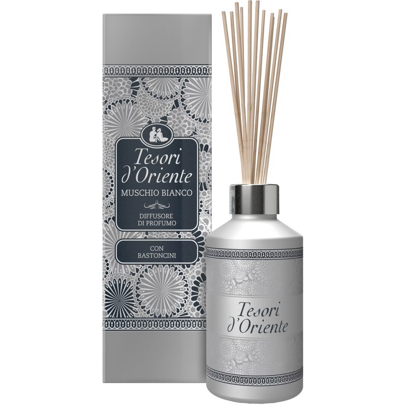 Tesori d'Oriente - Difusor Hammam, Ambientador con Varitas, con Aceites Esenciales con Notas de Jazmín y Flor de Naranjo, Desodorante para el Hogar, 200ml
