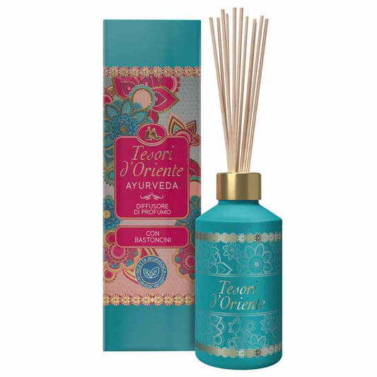 Tesori d'Oriente - Diffuseur à Bâtonnets Ayurveda, Parfum d'Ambiance aux Huiles Essentielles, Parfum Oriental, 200ml