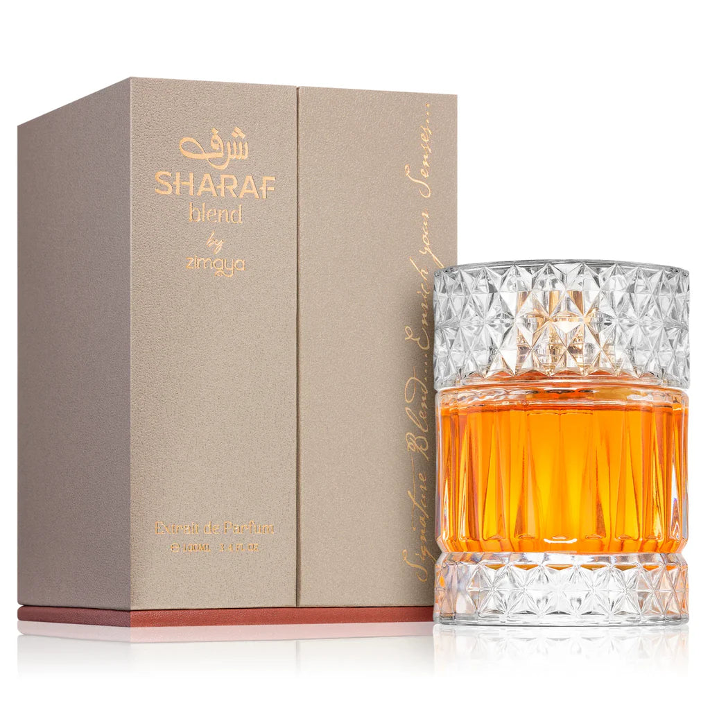 PROFUMO ARABO SHARAF BLEND ZIMAYA Datteri, Noce Moscata e Zafferano;Vaniglia, Pralina e Tuberosa; Fava Tonka, Amberwood, Benzoino e Muschio.